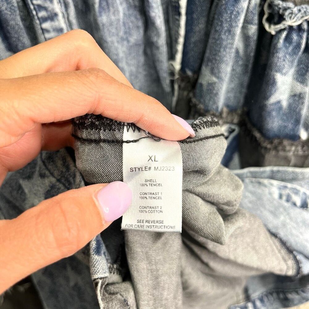 Oli & Hali Dress Women’s XL Blue Wash Distressed Denim Patchwork Sleeveless NWT - Picture 4 of 6